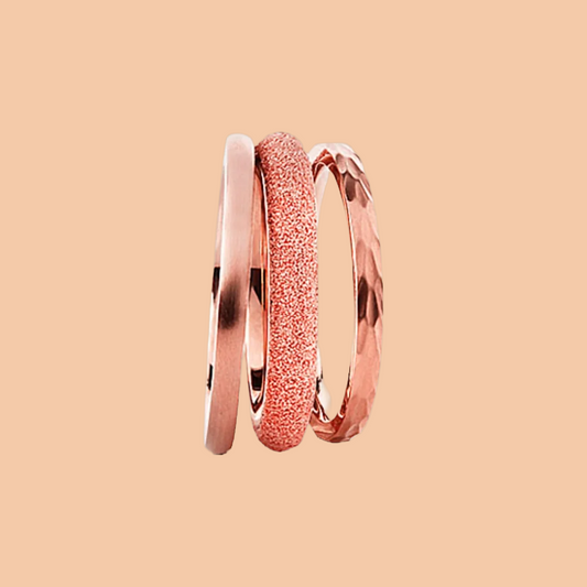 Ringset | 3tlg. | Sternenglanz rosa | Rosé-Glanz | Rotgold 585